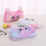 Cute gradual change dopamine color fashion kitten pencil case large capacity high value plush student holiday gift plush girl he Bangladesh (New)