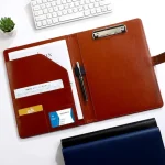 1Pc Texture PU Leather Multi-Functional Folder A4 Clip Pen Holder Card Slots - Business Office Meeting Organizer for Bank/Sales Bangladesh (New)