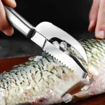 Stainless Steel 3 In 1 Fish Scale Knife Cut/Scrape/Digging Fish Gill Kill Fish Knife Scale Scraper Sawtooth Peeler Kitchen Tools Bangladesh (New)