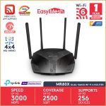 Mercusys MR80X V2.2 AX3000 Dual-Band Wi-Fi 6 Gigabit Router WiFi Speed up to 2402Mbps/5GHz + 574Mbps/2.4GHz, Gigabit 3 LAN Ports, 1 WAN Port Ideal for Gaming Bangladesh (New)
