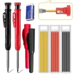 Solid Carpenter Pencil with Refill Lead and Built-in Sharpener for Deep Hole Mechanical Pencil scribing Marking Woodworking Tool Bangladesh (New)