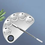 2PCS 5-Well Makeup Palette with Spatula, Stainless Steel Nail-Art Cosmetic Artist Mixing Palette for Mixing Foundation Silver Bangladesh (New)