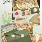 Multicolor Letter Stationery Floral Pattern Sealing Labels Card Envelope Set Greeting Gift Writing Paper with Envelopes Bangladesh (New)