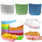 6/12/24 Solid Color Paper Food Trays Disposable Food Boat Black White Blue Yellow Popcorn Box Baby Showe Birthday Party Supplies Bangladesh (New)