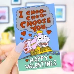 1PC Cute Valentine Day Card For Him Her Funny Anniversary Card For Boyfriend Girlfriend "I Choo Choo Choose You" Greeting Card Bangladesh (New)