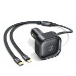USAMS C41 30W Car Charger With 2 IN 1 Retractable Cable Type-C+Lightning Bangladesh (New)
