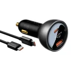 Baseus 140w Digital Display PD 3.1 Dual Fast Charger USB A + USB C Car Charger Set Bangladesh (New)