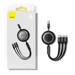 Baseus Miror Series II 66W Retractable 3-In-1 Fast Charging Data Cable USB To M+L+C Bangladesh (New)