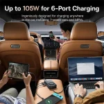 Baseus PrimeTrip VW1 105W 3C+3A Car Charger | Retractable Cable | 6-Port Fast Charging Hu Bangladesh (New)
