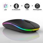 Rechargeable Wireless RGB Waterproof Optical Mouse, For Pc and Laptop Gamer Dual Model 2.4GHz Mouse  - Nano receiver - Palm Grip - Black Fun Gaming - Optical Wireless Mouse Bangladesh (New)