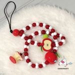 Creative Red Bead Cute Bow Knot Apples Leaf Cartoon Apple Core Accessory Universal Phone Case Bracelet Keychain Decoration Trendy Brend New Lanyard Bangladesh (New)
