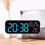 Digital Wall Clock LED Clock With Temperature 3 Brightness Adjustmen Voice Control (17x6x3cm) Bangladesh (New)