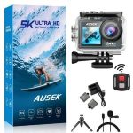 AUSEK M40TR  Ultra HD TOUCH Screen DUEL SCREEN AUSEK M40TR Action Camera 5K 30fps  AT-M40TR  BATTERY 2 PICES 1050 mAh  5K/4K Waterproof Action Camera With Extranal Microphone and Remote Bangladesh (New)
