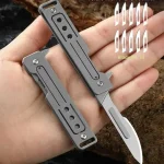 EDC Titanium Alloy Folding Knife with 10 Replaceable Blades for Outdoor Adventures Bangladesh (New)
