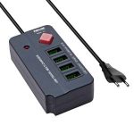 Maxline  Durable  4 USB Travel Multi Charger  Model: ML-404-1.2 Miter Cable  (18 Watt Usb Charger 4-Port 2400 mA) Bangladesh (New)