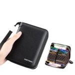 Genuine Leather 20 Card Slots ID Bank Credit Card Holder Zipper RFID Card Bag and Wrist strap Bangladesh (New)