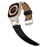 Genuine Leather Mechanical Steel Connector Watch Band for iWatch 44 / 45 / 49mm Bangladesh (New)