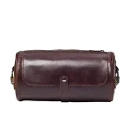 High Quality Crazy Horse PU leather Shoulder Bags Men Crossbody Retro Barrel Shaped Bangladesh (New)