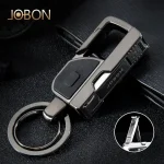 JOBON ZB-8757 Metal Keychain with LED Light and Nail Clippers – Black Bangladesh (New)