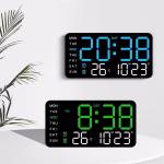 LED Digital Wall Clock Temperature Date Week Snooze Dual Alarm Clocks Brightness Adjustment Voice Control Bangladesh (New)