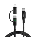 Mcdodo CA-712 2-in-1 60W Type-C to Lightning + Type-C Fast Charging Data Cable With Led Function -1.2m Bangladesh (New)