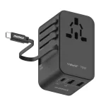 Momax UA18D 1-World+ 70W GaN 3Ports Travel Charger with Built-in USB-C Cable -65cm Bangladesh (New)