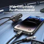 USAMS CC287 YT Series 66W Dual-Port USB & Type-C Car Fast Charger with 2-in-1 Cable Bangladesh (New)