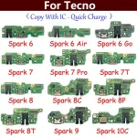 BackShell USB Charge Port Dock Connector Charging Board Flex Cable Tecno Spark 5 6 Air 7 7T 8 8C 8P 8T 10C 9 20 Pro Go 2022 2023 Bangladesh (New)