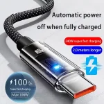 240W USB/TypeC To C Super Fast Charging Cable iPhone Samsung Huawei LED Digital Display Nylon USB C Charger Data Cord New Bangladesh (New)