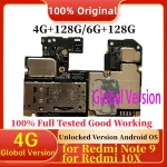 Xiaomi Redmi Note 9 4G Global Motherboard Original Unlocked 128gb Mainboard Redmi 10X Logic Board Chips Plate Bangladesh (New)