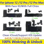 Tested iphone 12 pro max board Clean iCloud Support iOS Update iPhone 12 pro Motherboard placa with Face ID Logic Board Bangladesh (New)