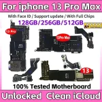 Crazy Cow 100%Wokring Board iPhone 1313 pro13 Pro Max Motherboard With Face ID Unlocked Logic IOS Clean Free iCloud Tested Bangladesh (New)
