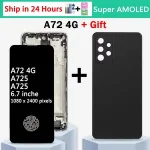 Super AMOLED A725 Display Screen Samsung A72 4G A725F Display Touch Screen With Fingerprint Digitizer Assembly Bangladesh (New)