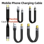 Portable Mobile Phone Short Charging Cable USB A/USB C to C 5A Quick Charge Flexible Cord Xiaomi Huawei Phones Powerbank Bangladesh (New)