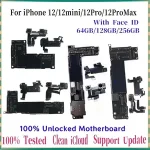 100% Tested iPhone 12 Pro Max Motherboard With Face ID Unlocked Logic Board Free Clean iCloud iphone 12 mini Mainboatd Bangladesh (New)