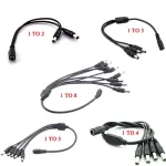 2.1*5.5mm 1 Female to 2 3 4 5 8 Male DC Power Splitter Plug Cable CCTV security Camera Accessories power Supply adapter 12V Bangladesh (New)