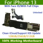 Good Working Mainboard Clean iCloud iPhone 13 Motherboard with Face ID Support iOS Update Logic Board Unlocked Fully Tested Bangladesh (New)