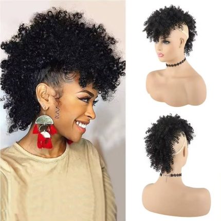 Tereshar Afro High Puff Synthetic Ponytail with Bangs