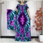 2026 Muslim Cotton Abayas Short Sleeve Boat Neck Women Dashiki