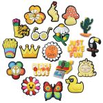New 1Pcs PVC Duck Flowers Shoes Charms for Crocs DIY Badge Clogs Buckle Kids Decoration Jeans Shoe Accessories X-mas Wholesale