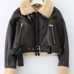 Ailegogo Winter Women Streetwear Faux Lamb Leather