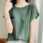 2026 Fashion Slash Neck Women Sweater Ice Silk Spring Summer