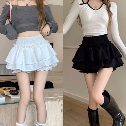 Mini Skirt Cute Sexy Balletcore Elastic High Waist Ball