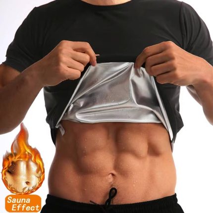 Men Sauna Sweat Short Sleeve Heat Trapping Shirts Sauna Suits