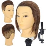 Male Mannequin Head With 100% Real Human Hair Black For Practice Hairdresser Cosmetology Training Doll Head For Hair Styling