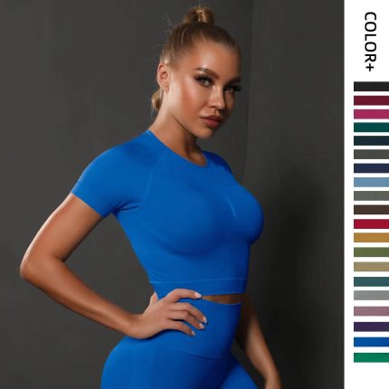 Woman Seamless Sports Top Yoga Crop Top Short Sleeve