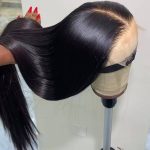 Long Soft Hair Straight Black Color Synthetic 13X6 HD Lace Frontal Wig