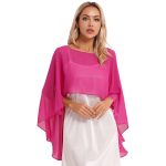 Women Chiffon Solid Pullover Capes Shawl Hi-low Hem Thin Soft Shrug Ponchos