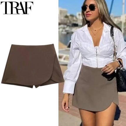 HXAO Women's Skirt Shorts Summer Beige Black Skirt