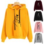 Autumn Fleece Hoodie Solid Color Finger Heart Hooded